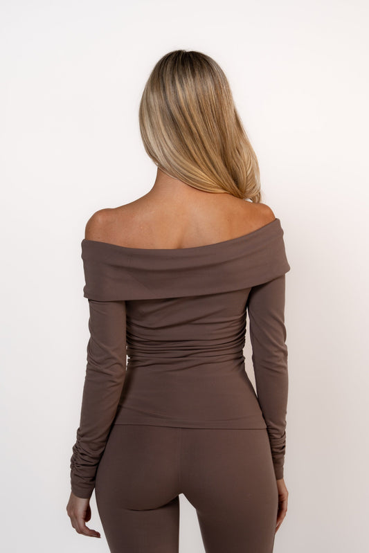 Pure Off-Shoulder Shirt - Mokka