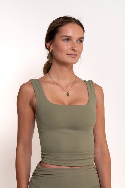 Gathered Essential Top - Khaki