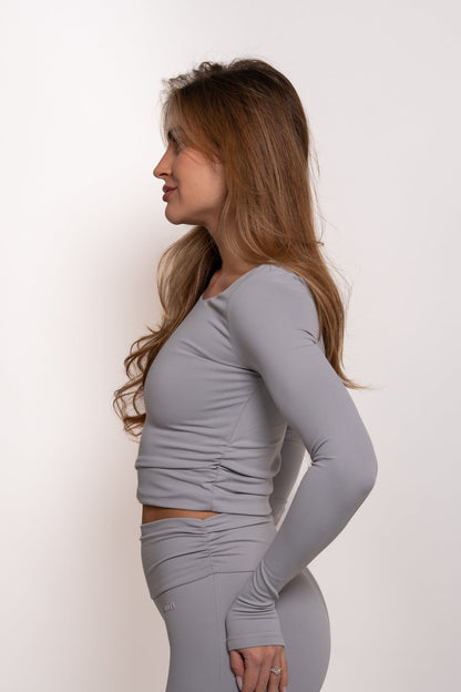 Gathered Essential Long Sleeve - Grau