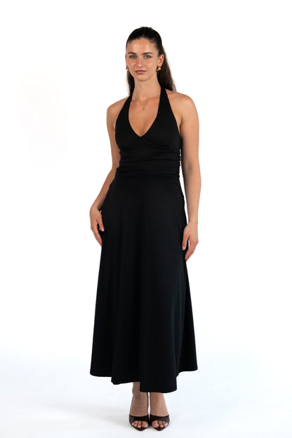 Layered Softness Maxi Dress - Schwarz