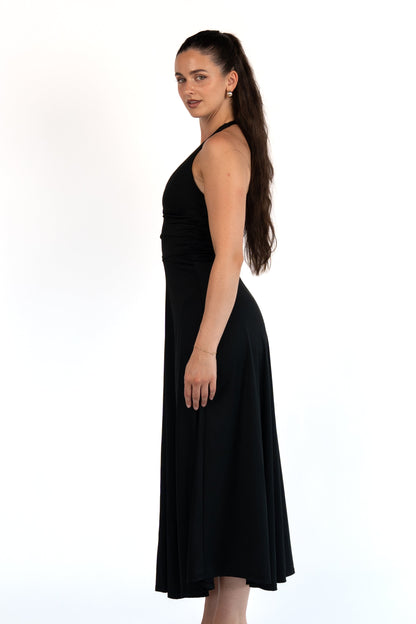 Layered Softness Maxi Dress - Schwarz