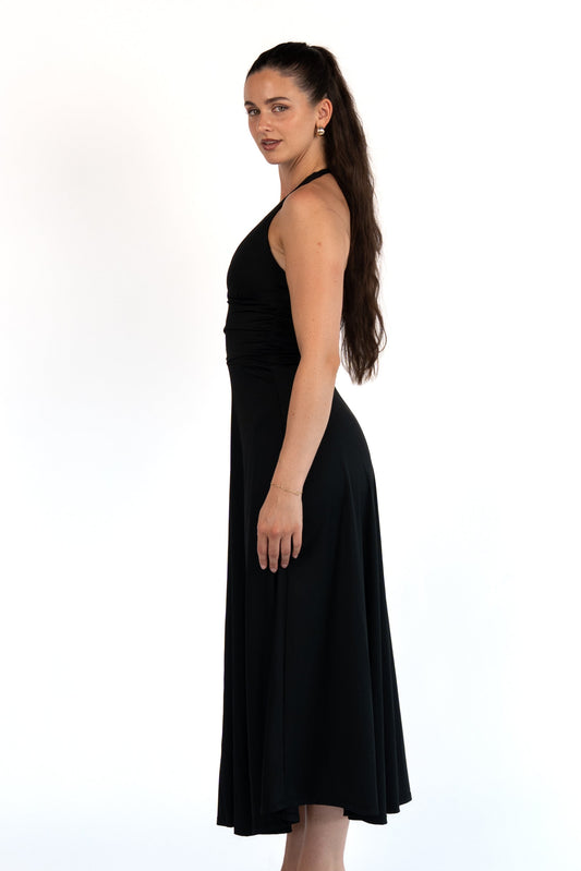Layered Softness Maxi Dress - Schwarz