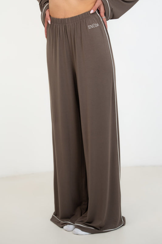 Soft Contrastline Pyjama Pants - Taupe
