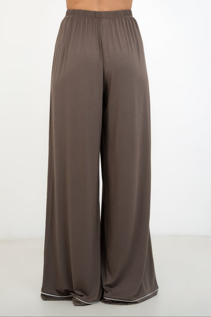Soft Contrastline Pyjama Pants - Taupe