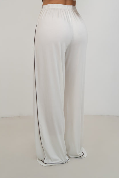 Soft Contrastline Pyjama Pants - Off-White