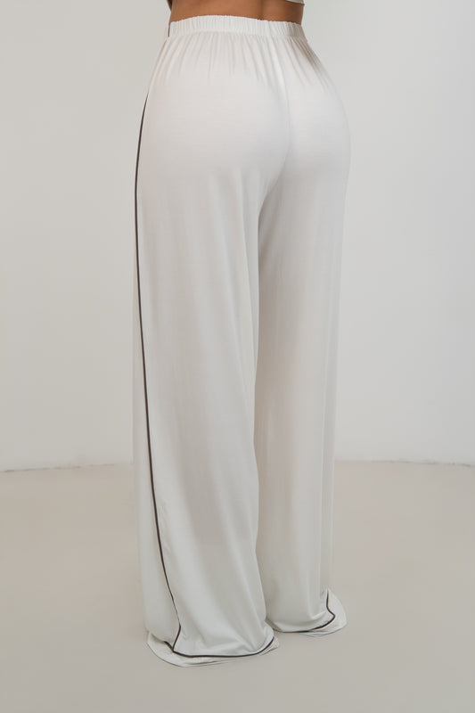 Soft Contrastline Pyjama Pants - Off-White