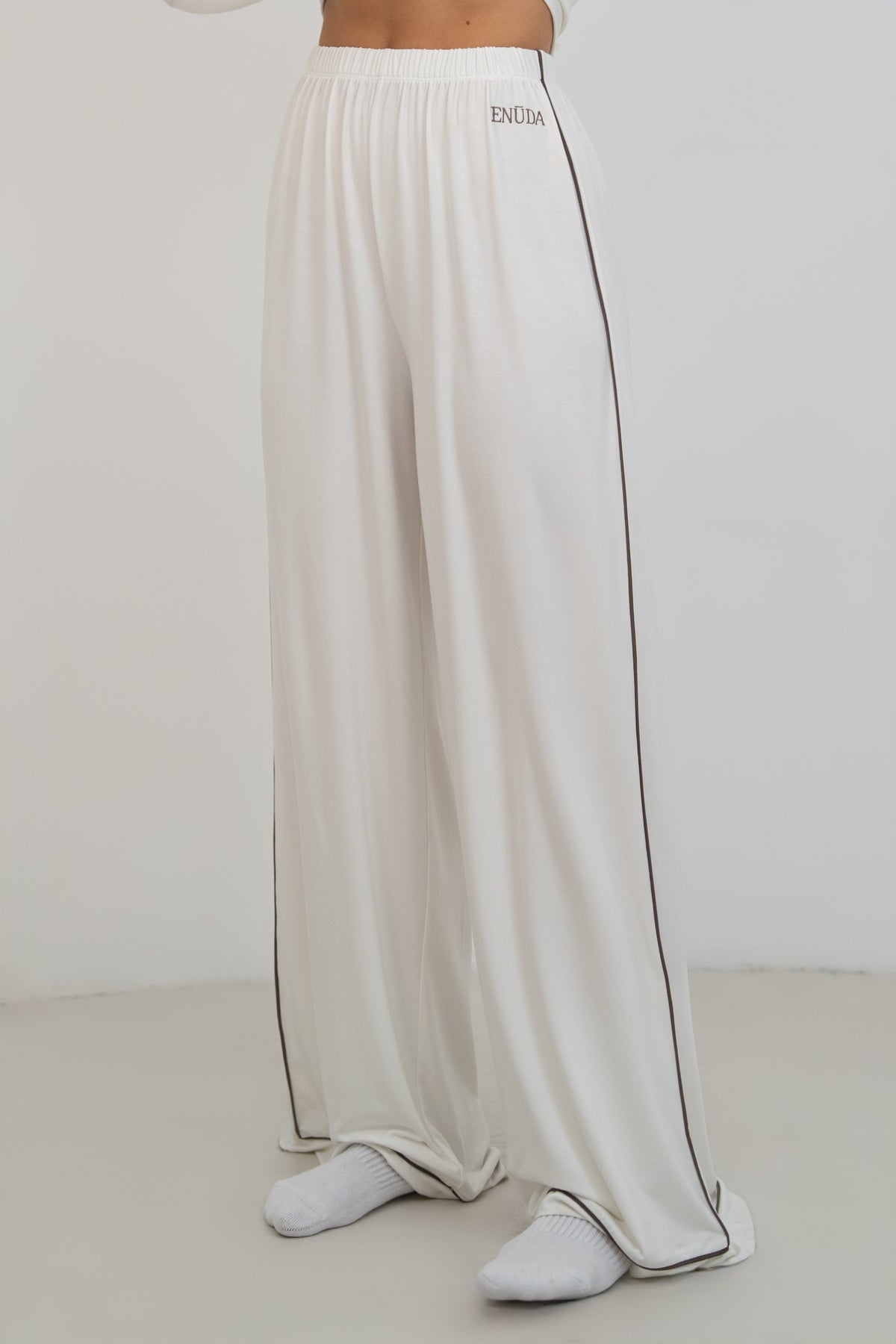 Soft Contrastline Pyjama Pants - Off-White