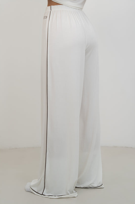 Soft Contrastline Pyjama Pants - Off-White
